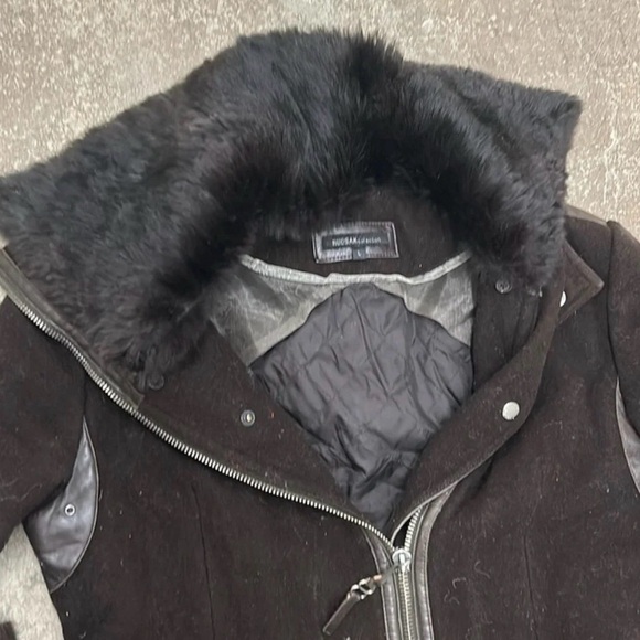 RUDSAK Black Fur-and Leather Trimmed Coat - Picture 5 of 10